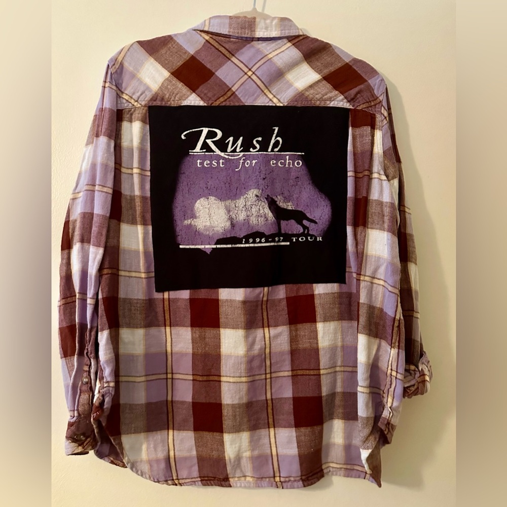 RUSH Test for Echo 1996 1997 tour tshirt Upcycled flannel shirt XL